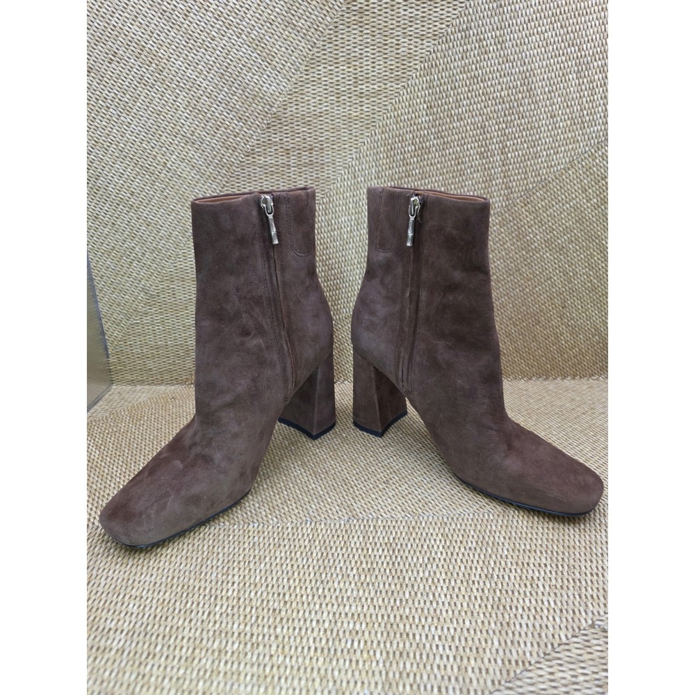 J McLaughlin Evie‎ Cocoa Brown Suede Leather Booties Size 8M Box Dust Bag JMCL